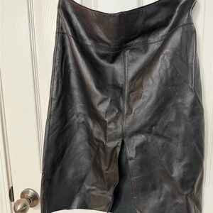 bebe Sleek Black Leather Pencil Skirt